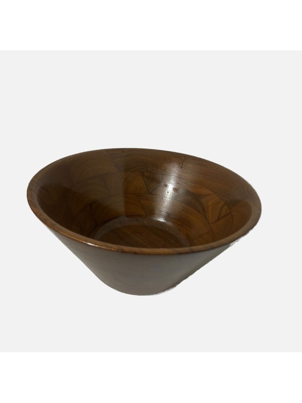 Vintage Wooden Serving Bowl Walnut Large Rustic Brown 10.5x5.5”